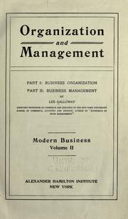 Cover of: Organization and management. by Lee Galloway, Lee Galloway