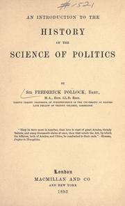 Cover of: An introduction to the history of the science of politics by Sir Frederick Pollock