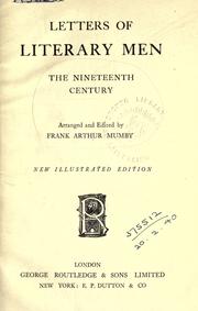 Cover of: Letters of literary men. by Frank Arthur Mumby