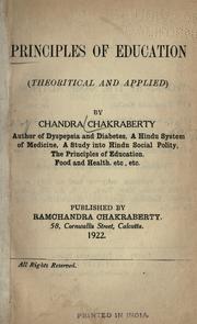 Cover of: Principles of education (theoritical [!] and applied)