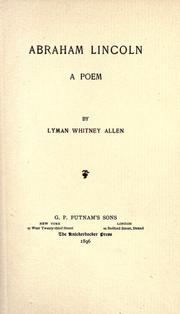 Cover of: Abraham Lincoln: a poem
