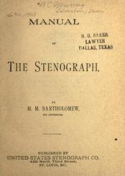 Manual of the stenograph by Miles Marshall Bartholomew