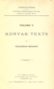 Cover of: Koryak texts by Waldemar Bogoras