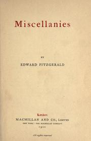Cover of: Miscellanies