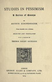 Cover of: Studies in pessimism by Arthur Schopenhauer