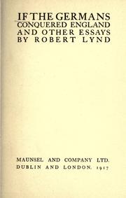 Cover of: If the Germans conquered England by Lynd, Robert