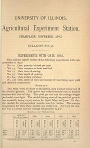 Cover of: Experiments with oats, 1892
