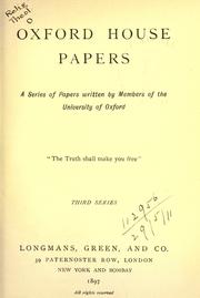 Cover of: Oxford House Papers by Charles Gore