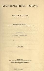Cover of: Mathematical essays and recreations