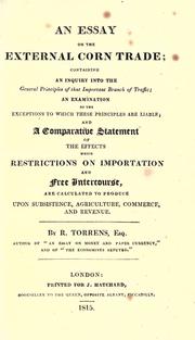 Cover of: An essay on the external corn trade. by R. Torrens