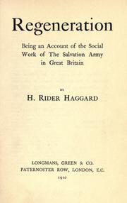 Cover of: Regeneration by H. Rider Haggard