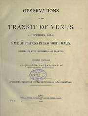 Cover of: Observations of the transit of Venus, 9 December, 1874 by Sydney Observatory.