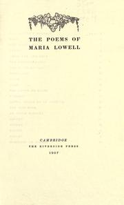 Cover of: The poems of Maria Lowell by Maria Lowell