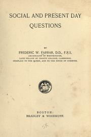 Cover of: Social and present day questions by Frederic William Farrar