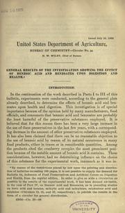 General results of the investigation showing the effect of benzoic acid and benzoates upon digestion and health