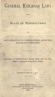 Cover of: General railroad laws of the State of Pennsylvania by Pennsylvania.