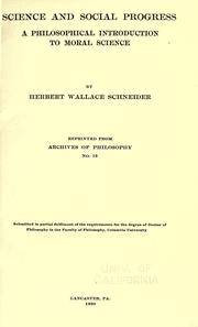 Science and social progress by Herbert Wallace Schneider