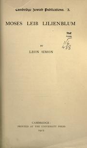 Cover of: Moses Leib Lilienblum by Leon Simon
