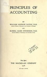 Cover of: Principles of accounting by Paton, William Andrew, Paton, William Andrew