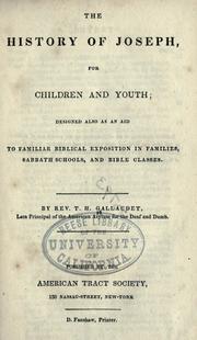 Cover of: The history of Joseph, for children and youth