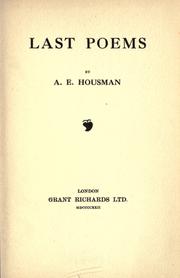 Cover of: Last poems by A. E. Housman