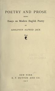 Cover of: Poetry and prose: being essays on modern English poetry