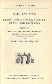 Cover of: Selections from Byron, Wordsworth, Shelley, Keats and Browning