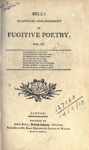 Cover of: Classical arrangement of fugitive poetry. by Bell, John