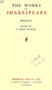 Cover of: Sonnets. by William Shakespeare