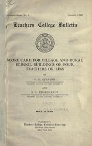 Cover of: Score card for village and rural school buildings of four teachers or less