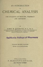 An introduction to chemical analysis by Rockwood, Elbert William