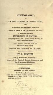 Cover of: Stenography; or, An easy system of short-hand upon mathematical and mechanical principles: (taking the system of Lewis and Richardson as its basis) ...