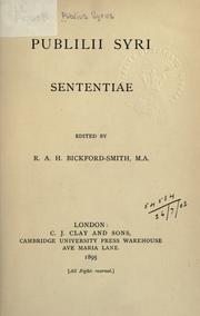 Cover of: Sententiae by Publilius Syrus, Publilius Syrus