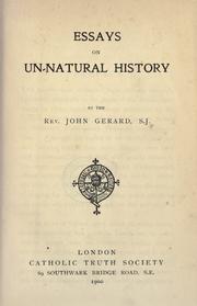 Cover of: Essays on un-natural history