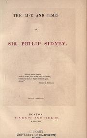 Cover of: The life and times of Sir Philip Sidney