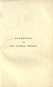 Cover of: Lucretius and the atomic theory. by John Veitch