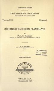 Cover of: Studies of American plants. by Paul Carpenter Standley