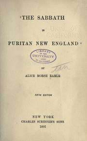 Cover of: The Sabbath in Puritan New England by Alice Morse Earle