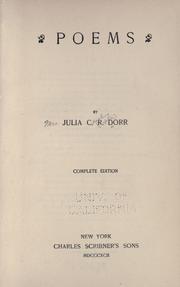 Cover of: Poems by Julia C. R. Dorr, Julia C. R. Dorr