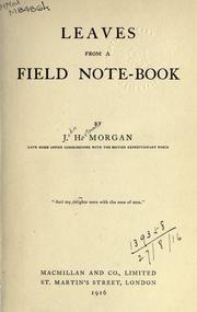 Cover of: Leaves from a field note-book.