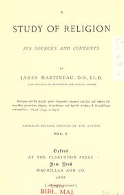 Cover of: A study of religion by James Martineau