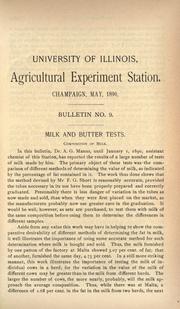 Cover of: Milk and butter tests