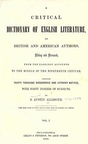 Cover of: A critical dictionary of English literature by S. Austin Allibone