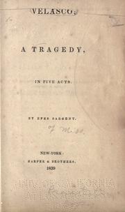 Cover of: Velasco: a tragedy, in five acts.
