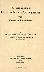 Cover of: The preparation of contracts and conveyances by Henry Winthrop Ballantine