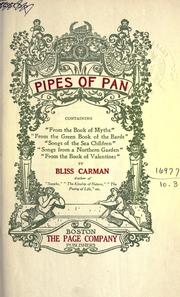 Cover of: Pipes of Pan by Bliss Carman