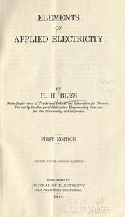 Cover of: Elements of applied electricity