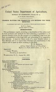 Cover of: Coloring matters for foodstuffs and methods for their detection. by Wilton Guernsey Berry