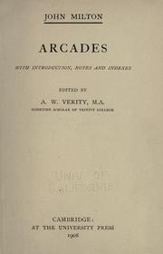 Cover of: Arcades by John Milton