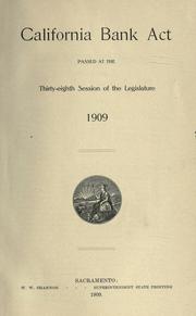 Cover of: Bank act of the state of California. by California.